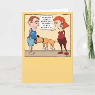 Funny Biting Boxer is een Wiener Dog Birthday Kaart
