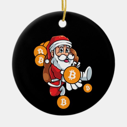 Funny Bitmunt Santa Matching Crypto Kerstmis Keramisch Ornament (Voorkant)