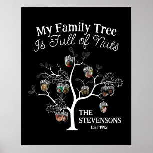 Funny Black Afbeelding Family Tree is vol met note Poster