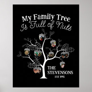 Funny Black Afbeelding Family Tree is vol met note Poster