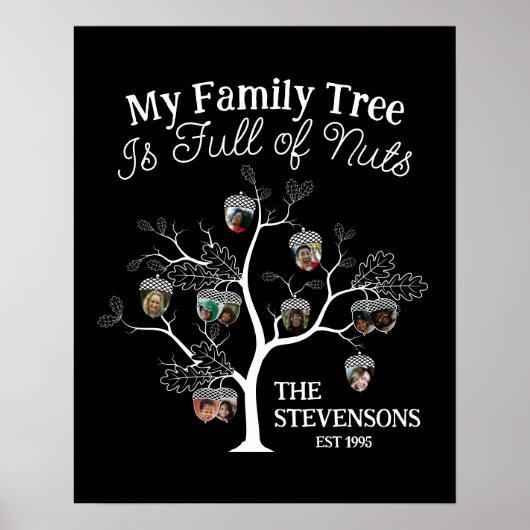 Funny Black Afbeelding Family Tree is vol met note Poster (Voorkant)