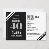 Funny Black and White 40th Birthday Party Kaart (Voorkant)