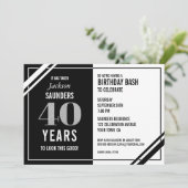 Funny Black and White 40th Birthday Party Kaart (Staand voorkant)