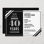 Funny Black and White 40th Birthday Party Kaart (Voorkant / Achterkant)