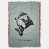 Funny Black and White Badger Saxophone Deken (Voorkant Verticaal)