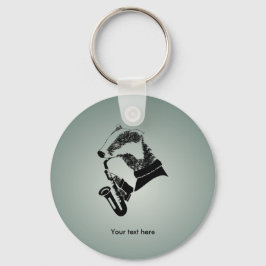 Funny Black and White Badger Saxophone Sleutelhanger