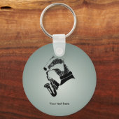 Funny Black and White Badger Saxophone Sleutelhanger (Voorkant)