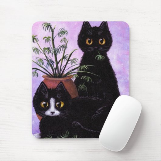 Funny Black and White Cat Creationarts Muismat (Met muis)