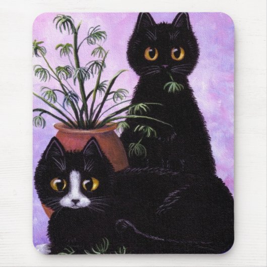Funny Black and White Cat Creationarts Muismat (Voorkant)