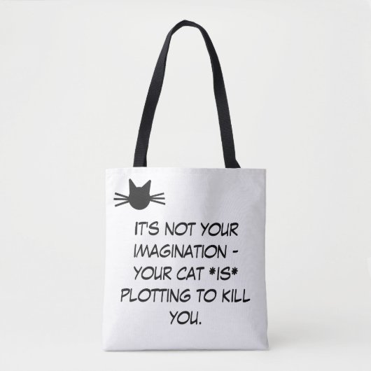Funny Black and White Cat Meme Tote Bag (Voorkant)