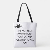 Funny Black and White Cat Meme Tote Bag (Achterkant)