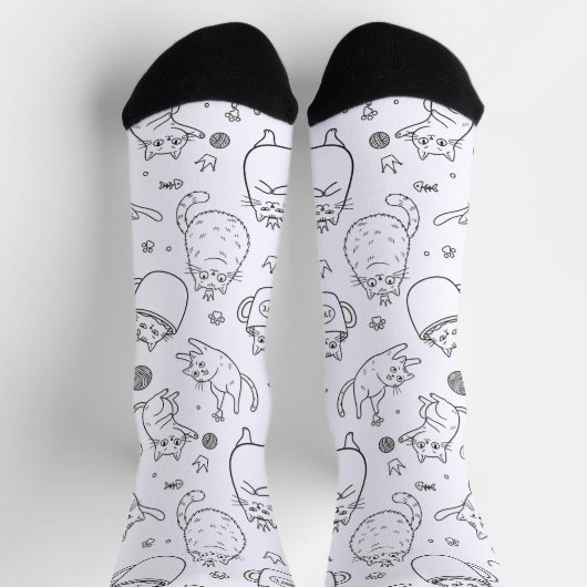 Funny Black and White Cat Pattern Socks Sokken (Top)