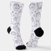 Funny Black and White Cat Pattern Socks Sokken (Gebogen)