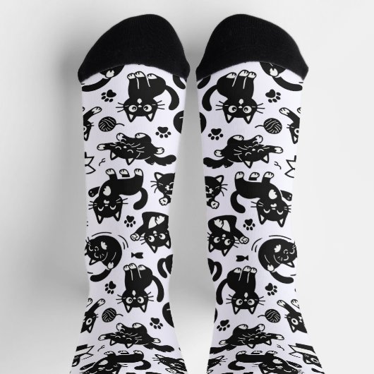 Funny Black and White Cats Pattern Socks Sokken (Top)