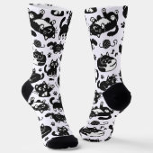 Funny Black and White Cats Pattern Socks Sokken (Gebogen)