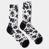 Funny Black and White Cats Pattern Socks Sokken (Rechts)