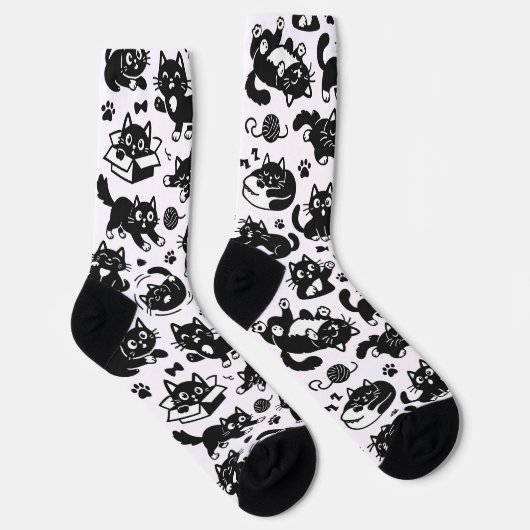 Funny Black and White Cats Pattern Socks Sokken (Rechts)