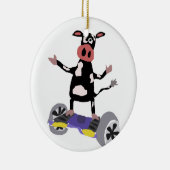 Funny Black and White Cow op het bord Keramisch Ornament (Rechts)