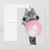 Funny Black and White Giraffe met Bubble Gum Briefkaart (Voorkant / Achterkant)