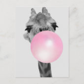 Funny Black and White Giraffe met Bubble Gum Briefkaart (Voorkant)
