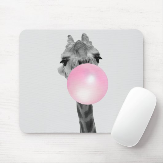 Funny Black and White Giraffe met Bubble Gum Muismat (Met muis)