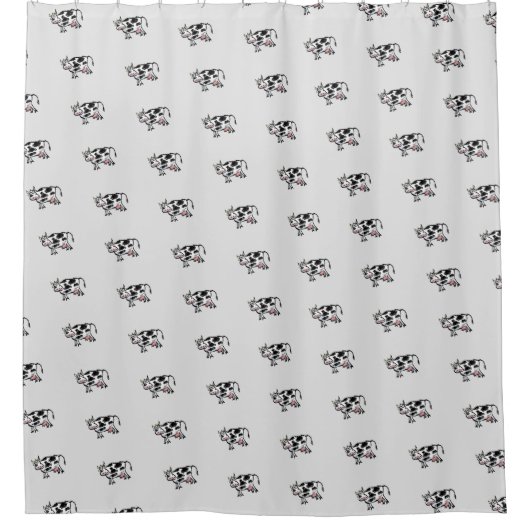Funny Black and White Koe Cartoon Douchegordijn (Voorkant)
