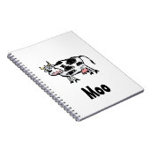 Funny Black and White Koe Cartoon Notitieboek (Rechterzijde)