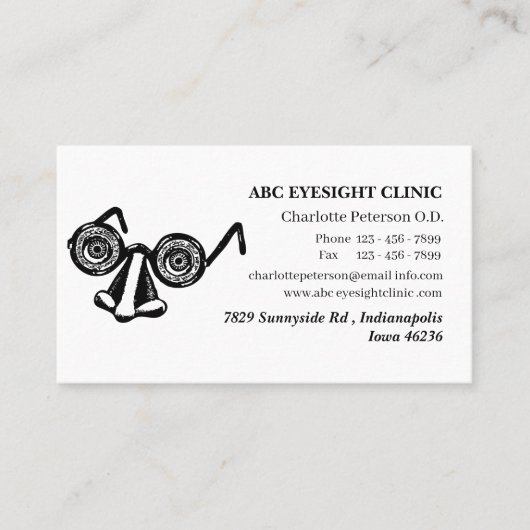 Funny Black and White Optometrist Visitekaartje (Voorkant)