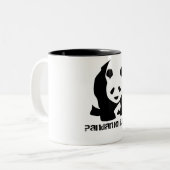 Funny Black and White Panda Beer Pandamonium Tweekleurige Koffiemok (Voorkant links)