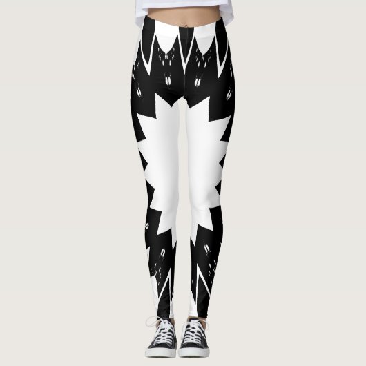 Funny Black and White Star Leggings (Voorkant)