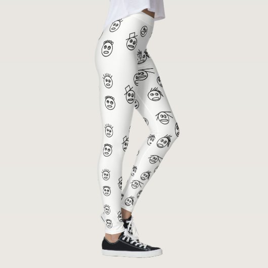 Funny Black and White Stick Man Facets Design Leggings (Rechts)
