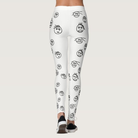 Funny Black and White Stick Man Facets Design Leggings (Achterkant)