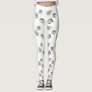 Funny Black and White Stick Man Facets Design Leggings