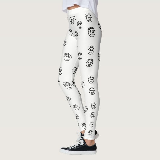 Funny Black and White Stick Man Facets Design Leggings (Links)