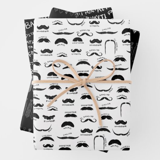 Funny Black and White Vaderdag Gift Inpakpapier Vel (In situ)