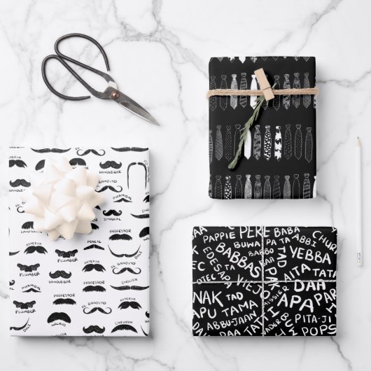 Funny Black and White Vaderdag Gift Inpakpapier Vel (Voorkant)