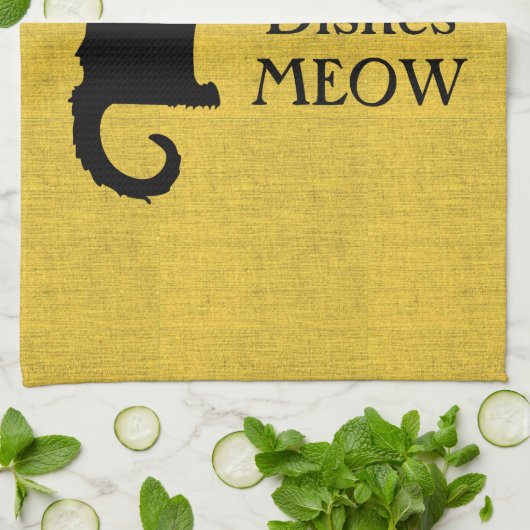 Funny Black and Yellow Cat Hand of Kitchen Towel Theedoek (Gevouwen)