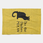Funny Black and Yellow Cat Hand of Kitchen Towel Theedoek (Horizontaal)