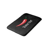 Funny black bathmat with red hot chili pepper icon badmat (Gekanteld)