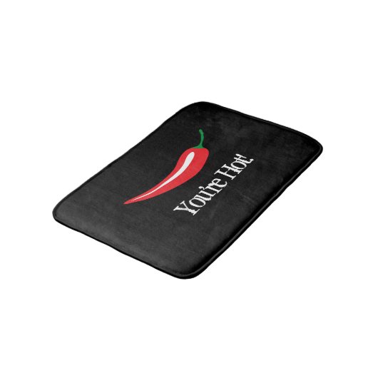 Funny black bathmat with red hot chili pepper icon badmat (Gekanteld)