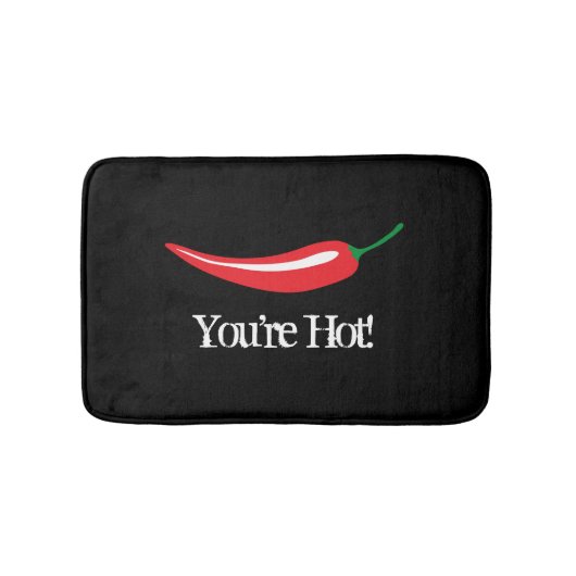 Funny black bathmat with red hot chili pepper icon badmat (Voorkant)