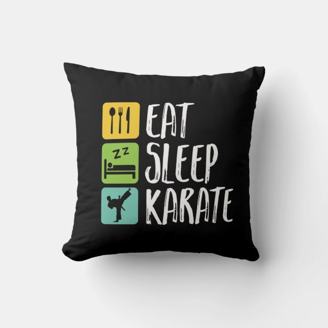 Funny Black Belt Martial Arts Eat Sleep Karate Kussen (Voorkant)