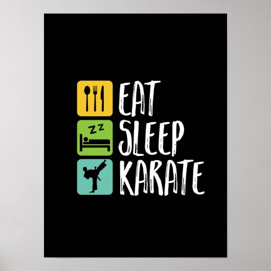Funny Black Belt Martial Arts Eat Sleep Karate Poster (Voorkant)