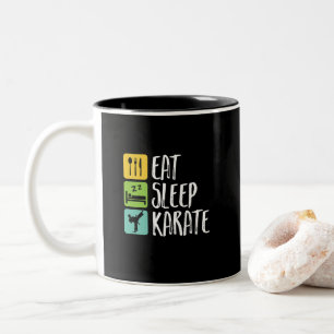 Funny Black Belt Martial Arts Eat Sleep Karate Tweekleurige Koffiemok