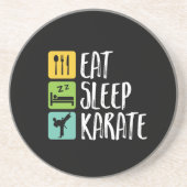 Funny Black Belt Martial Arts Eat Sleep Karate Zandsteen Onderzetter (Voorkant)