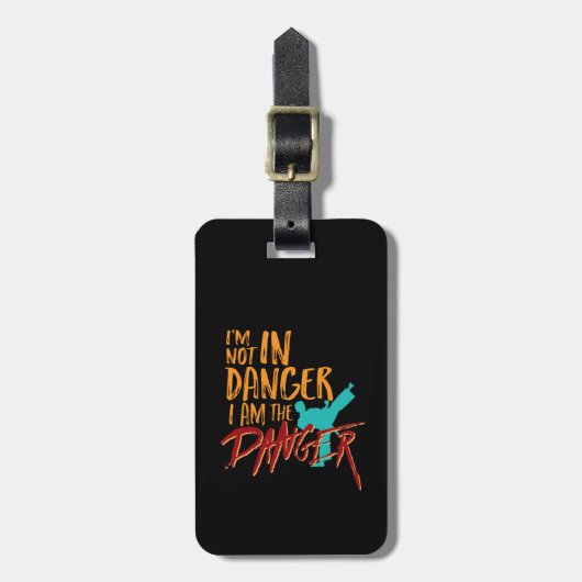 Funny Black Belt Martial Arts I are Danger Bagagelabel (Voorkant verticaal)