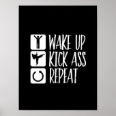 Funny Black Belt Martial Arts Wake Up Kick Herhale Poster (Voorkant)