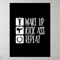 Funny Black Belt Martial Arts Wake Up Kick Herhale