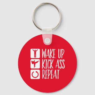 Funny Black Belt Martial Arts Wake Up Kick Herhale Sleutelhanger
