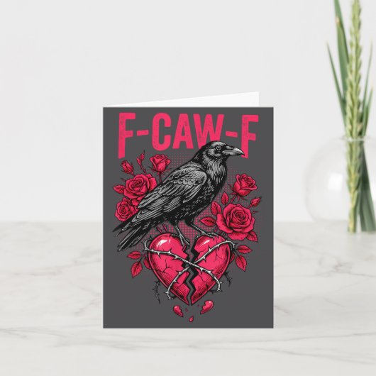 Funny Black Bird F-caw-f Anti Valentines Day Singl Kaart (Voorkant)